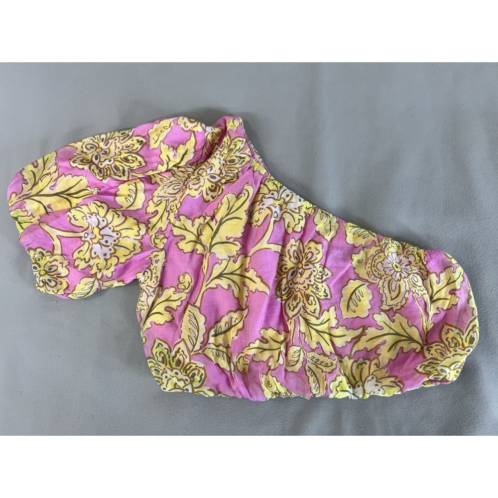 Minkpink Crop One Shoulder Top Floral Pink Sz Large